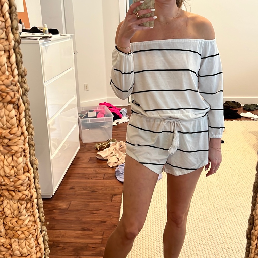 SHEIN Cotton black and white romper